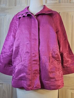 Charter Club Shiny Magenta  Zipped Jacket In Size PM